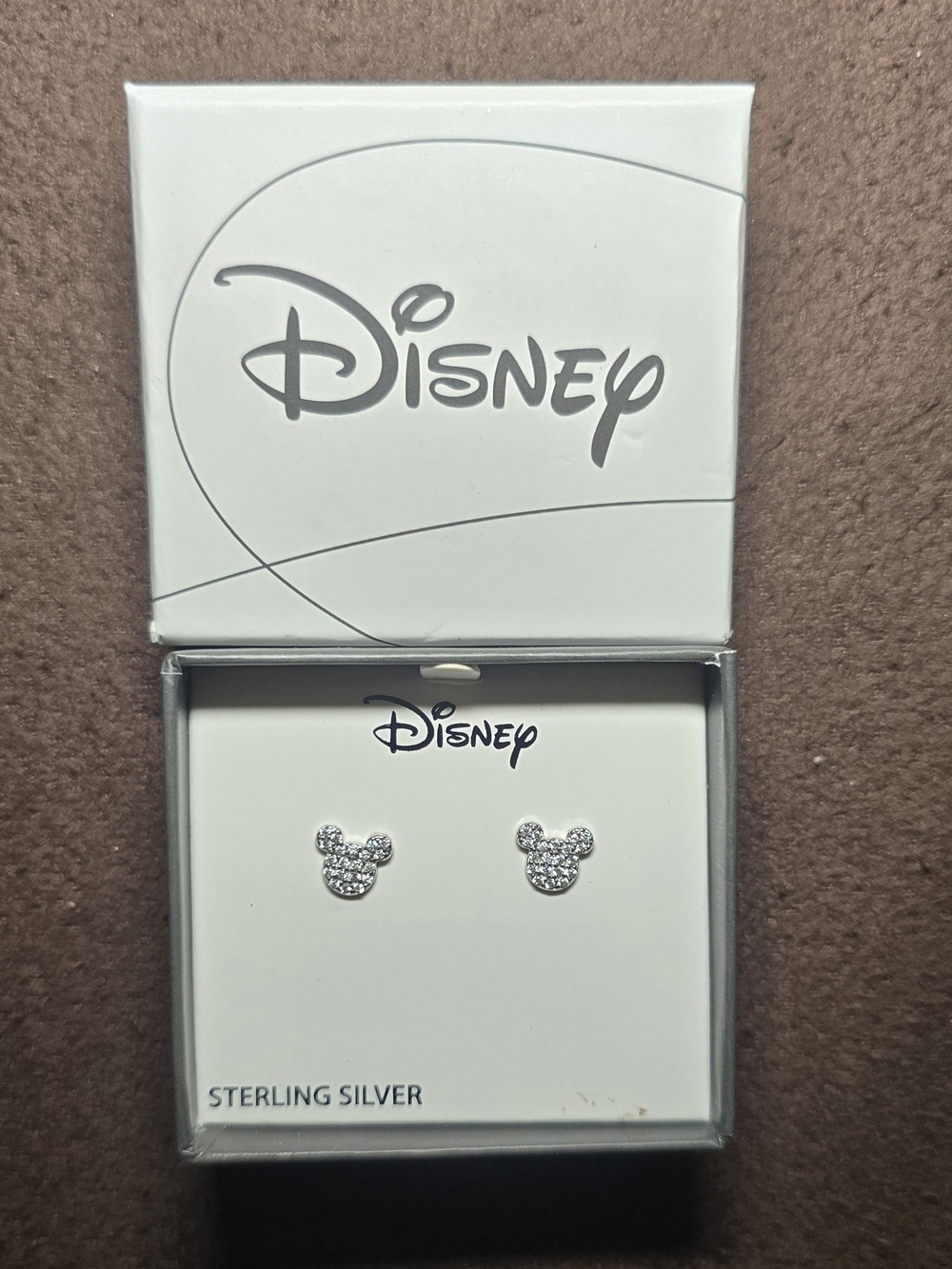Disney Mickey Mouse Sterling Silver CZ Stud Earrings